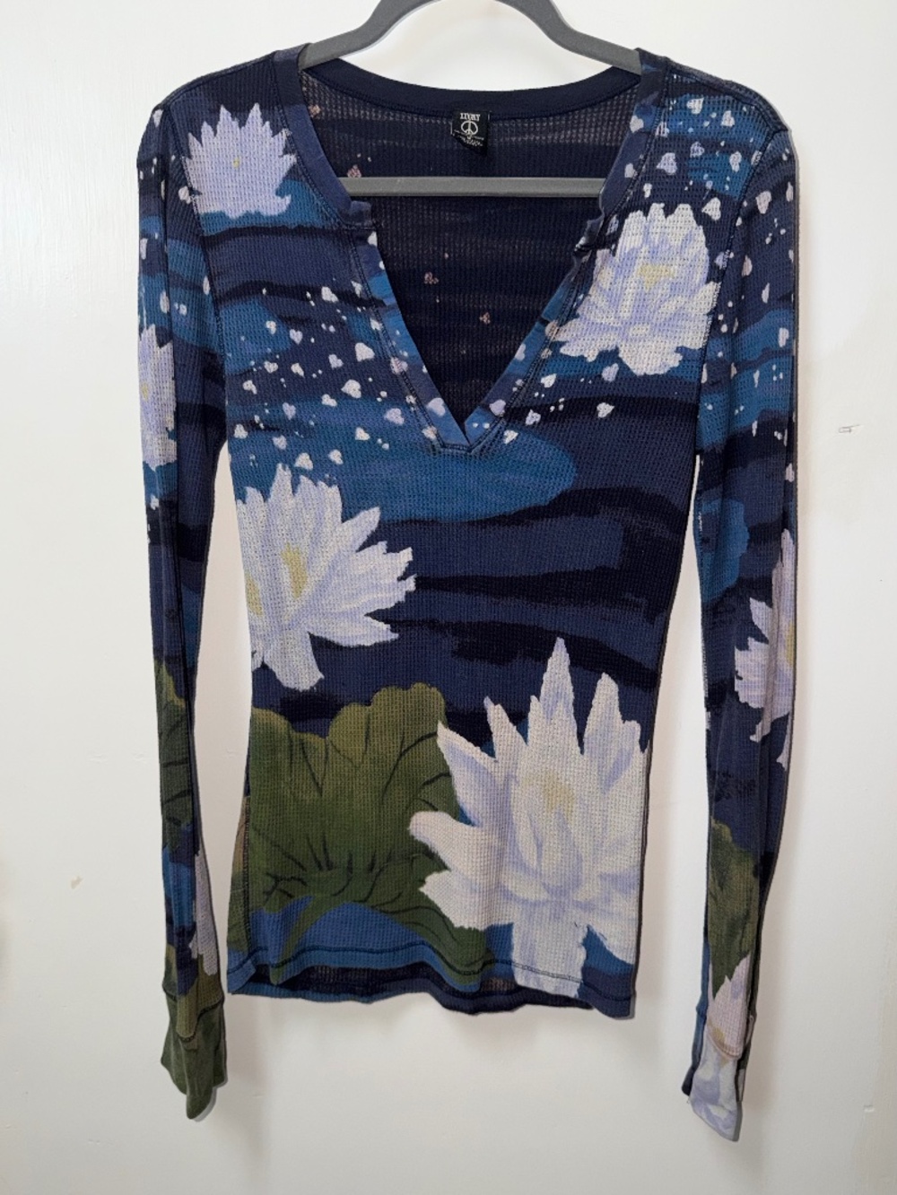 vintage Y2K Lucky Brand waffle-knit thermal Henley top